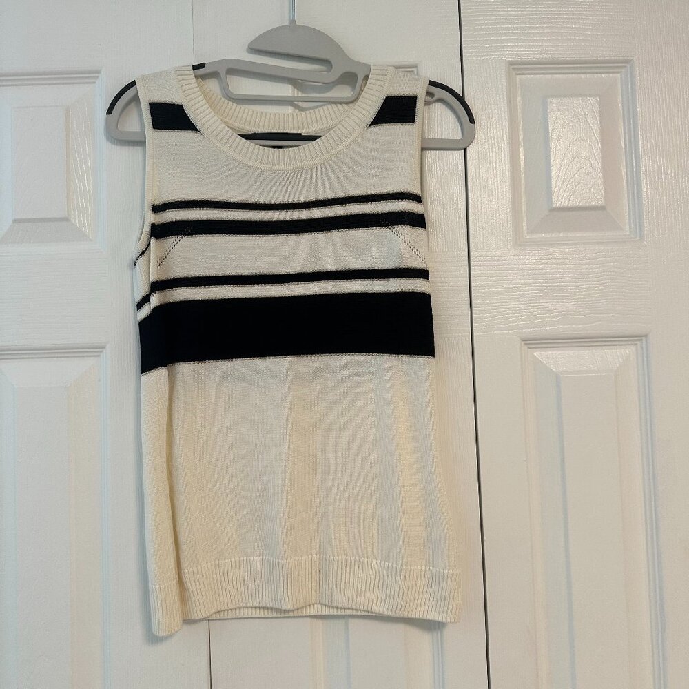 St. John Sleeveless Striped Knit Shell